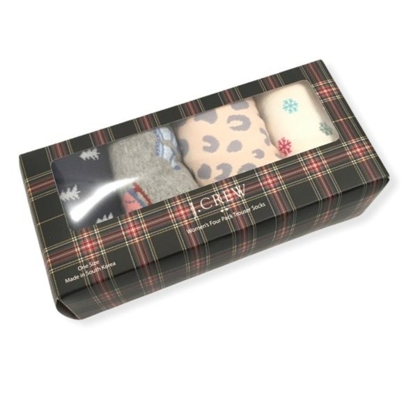 J Crew Boxed Set Socks 4 Pairs New Women Trouser Accessories Novelty - Picture 2 of 2